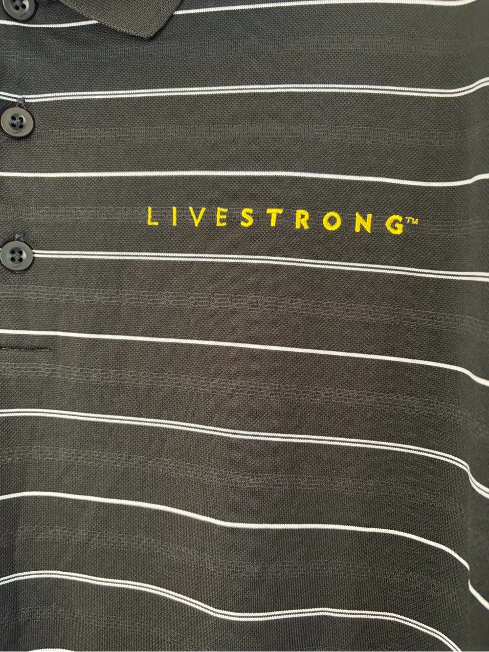Nike Black Striped Livestrong Golf Polo with Yellow Logo